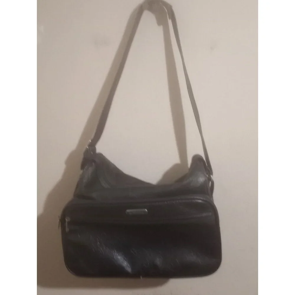 Vintage Samsonite Messenger Bag Navy Blue Leather Inner Pockets carry Handle